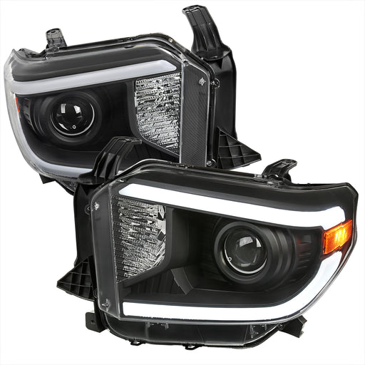 Spec-D 14-21 Toyota Tundra Oe Retrofit Projector Headlights With Led Bar Matte Black Housing And Clear Lens 2LHP-TUN14JM-G3-GO