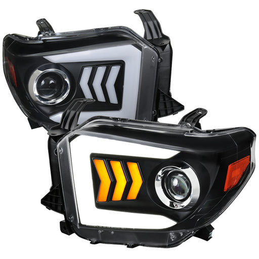 Spec-D 14-15 Toyota Tundra Projector Headlights-Black- Led Bar Drl 2LHP-TUN14JM-RS