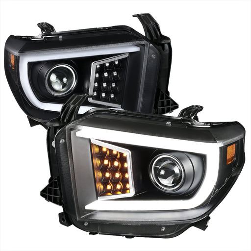 Spec-D 14-18 Toyota Tundra Sequential Led Projector Headlights- Matte Black 2LHP-TUN14JM-SQ-TM