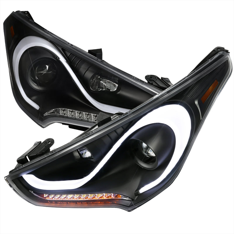 Spec-D 12-15 Hyundai Veloster Projector Headlights Black Housing  2LHP-VEL12JM-TM