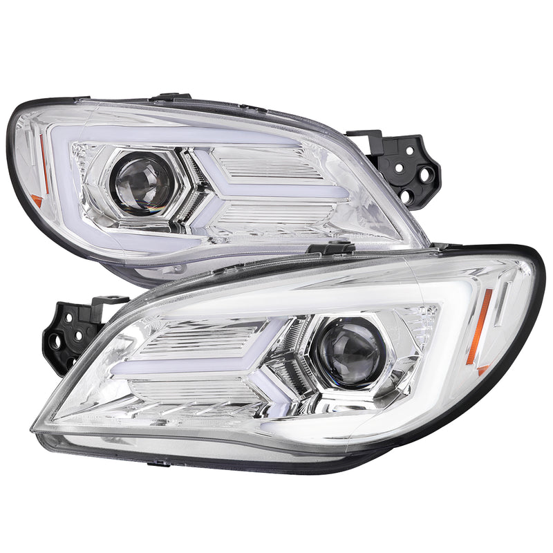 Spec-D 06-07 Subaru Impreza Wrx Halogen Projector Headlights Chrome Housing Clear Lens - Led Bar Style With Sequential Turn Signal - For Factory Halogen Headlight Only 2LHP-WRX06-G2-TM