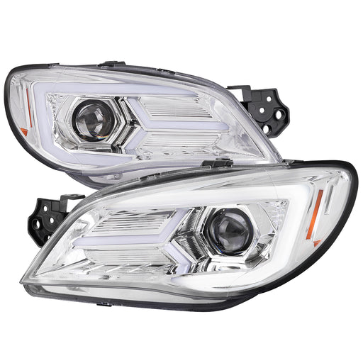 Spec-D 06-07 Subaru Impreza Wrx Halogen Projector Headlights Chrome Housing Clear Lens - Led Bar Style With Sequential Turn Signal - For Factory Halogen Headlight Only 2LHP-WRX06-G2-TM