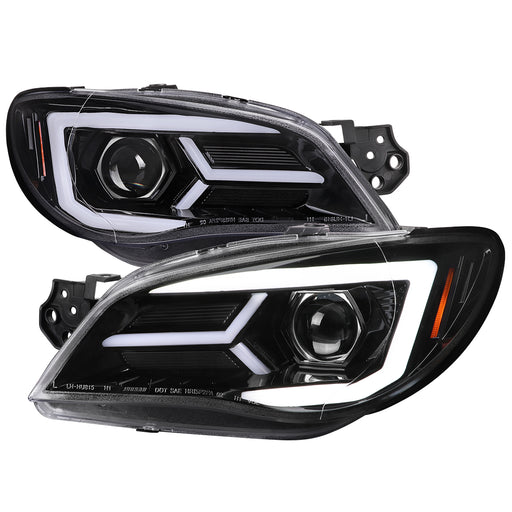 Spec-D 06-07 Subaru Impreza Wrx Halogen Projector Headlights Chrome Housing Clear Lens - Led Bar Style With Sequential Turn Signal - For Factory Halogen Headlight Only 2LHP-WRX06BK-G2-TM