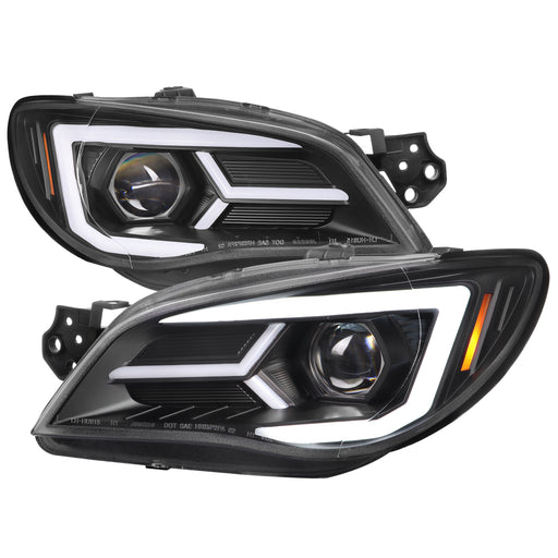 Spec-D 06-07 Subaru Impreza Wrx Projector Headlights Glossy Black Housing Clear Lens - Led Bar Sequential Turn Signal - Halogen Models Only 2LHP-WRX06JM-G2-TM