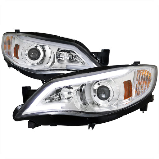 Spec-D 08-13 Subaru Impreza  Chrome Housing Projector Headlights With Led Day Time Running Light Strip 2LHP-WRX08-TM