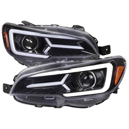 Spec-D 15-21 Subaru Wrx Sti Projector Headlights Drl Led Bar Glossy Black Housing Clear Lens -Switchback And Sequential Turn Signal (For Factory Halogen Headlight Without Led Drl Models Only) 2LHP-WRX15BK-SQ-TM