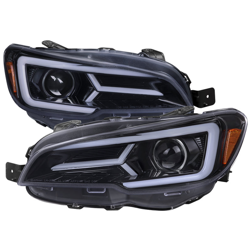 Spec-D 15-21 Subaru Wrx Sti Projector Headlights Drl Led Bar Glossy Black Housing Smoked Lens -Switchback And Sequential Turn Signal (For Factory Halogen Headlight Without Led Drl Models Only) 2LHP-WRX15G-SQ-TM