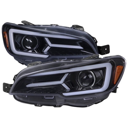 Spec-D 15-21 Subaru Wrx Sti Projector Headlights Drl Led Bar Glossy Black Housing Smoked Lens -Switchback And Sequential Turn Signal (For Factory Halogen Headlight Without Led Drl Models Only) 2LHP-WRX15G-SQ-TM