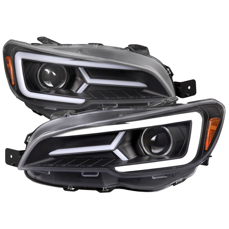 Spec-D 15-21 Subaru Wrx Sti Projector Headlights Drl Led Bar Matte Black Housing Clear Lens -Switchback And Sequential Turn Signal (For Factory Halogen Headlight Without Led Drl Models Only) 2LHP-WRX15JM-SQ-TM