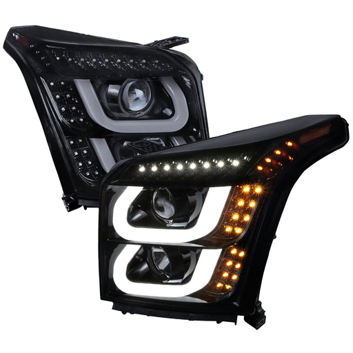 Spec-D 15-18 Gmc Yukon Projector Headlights- Glossy Black With Tinted Lens 2LHP-YUK15G-TM
