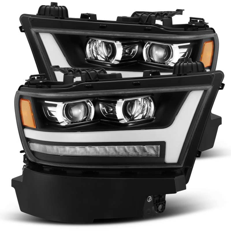 Phares de projecteur AlphaRex 19-20 Ram 1500HD PRO-Series, style Plank, noir avec éclairage actif/clignotant séquentiel/DRL Plank
