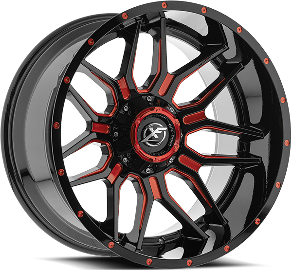 XF OFFROAD XF-222 Black Milled Red