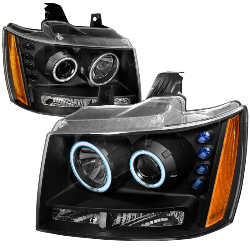 Spec-D 07-09 Chevrolet Suburban Ccfl Halo Projector Headlights Black 4LHP-AVA07JM-KS