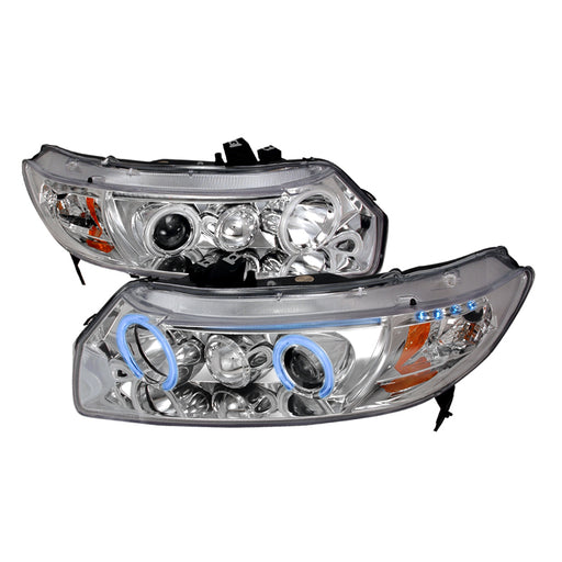 Spec-D 06-11 Honda Civic Ccfl Halo Projector Headlights Chrome 4LHP-CV062-KS