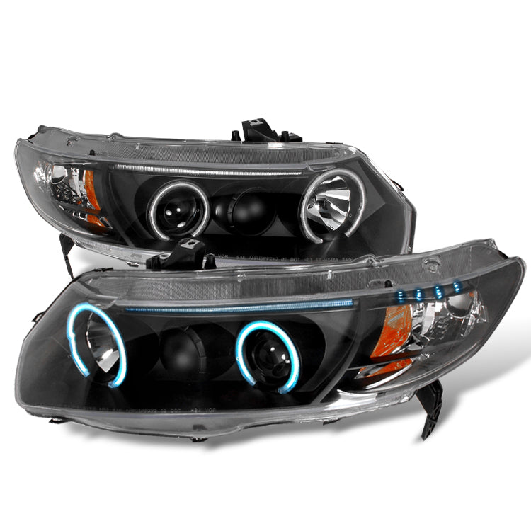 Spec-D 06-11 Honda Civic Ccfl Halo Projector Headlights Black 4LHP-CV062JM-KS