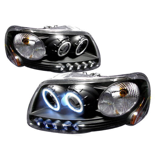 Spec-D 97-03 Ford F150 Ccfl Halo Projector Headlights Black 4LHP-F150971PCJM-KS
