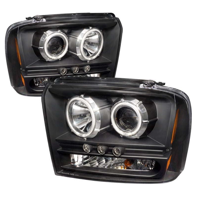 Spec-D 05-07 Ford F250 Ccfl Halo Projector Headlights Black 4LHP-F25005JM-KS