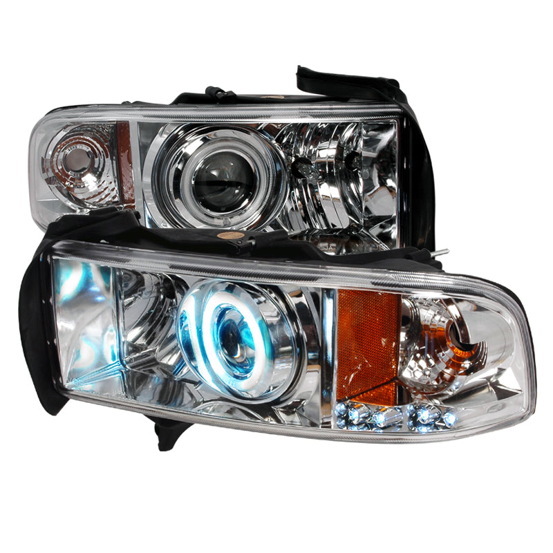 Spec-D 94-01 Dodge Ram Ccfl Halo Projector Headlights Chrome 4LHP-RAM94-KS