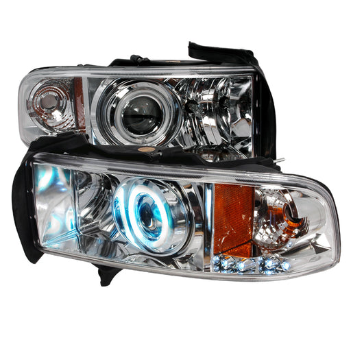 Spec-D 94-01 Dodge Ram Ccfl Halo Projector Headlights Chrome 4LHP-RAM94-KS