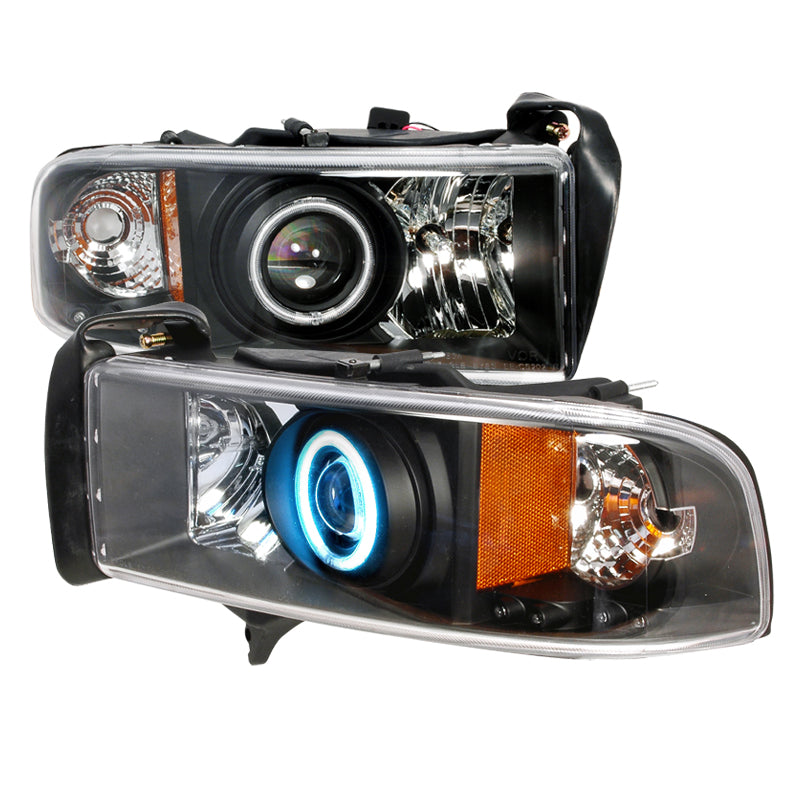 Spec-D 94-01 Dodge Ram Ccfl Halo Projector Headlights Black 4LHP-RAM94JM-KS
