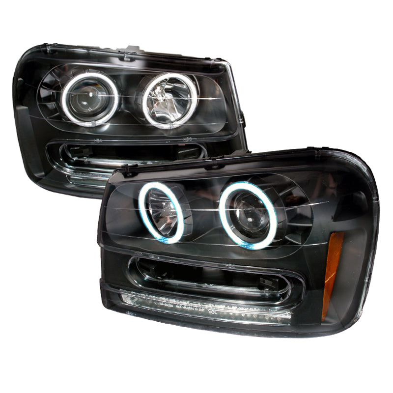 Spec-D 02-05 Chevrolet Trailblazer Ccfl Halo Projector Headlights Black 4LHP-TBLZ02JM-KS