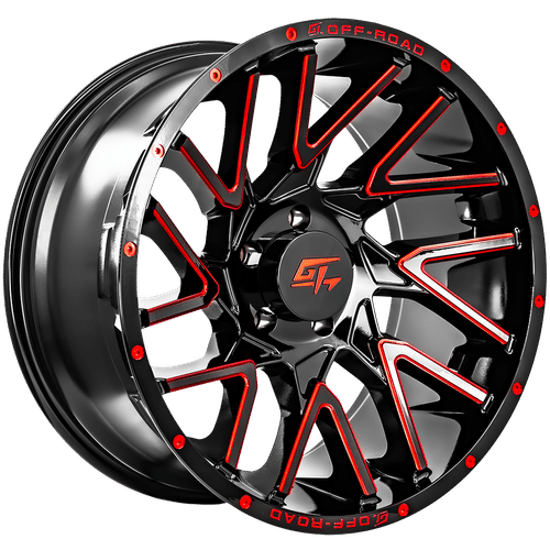 GT OFFROAD Aggression Gloss Black Milled Red