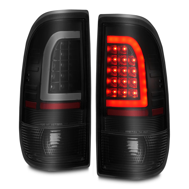 Feux arrière à LED ANZO 1997-2003 Ford F-150 avec barre lumineuse Boîtier noir Lentille fumée