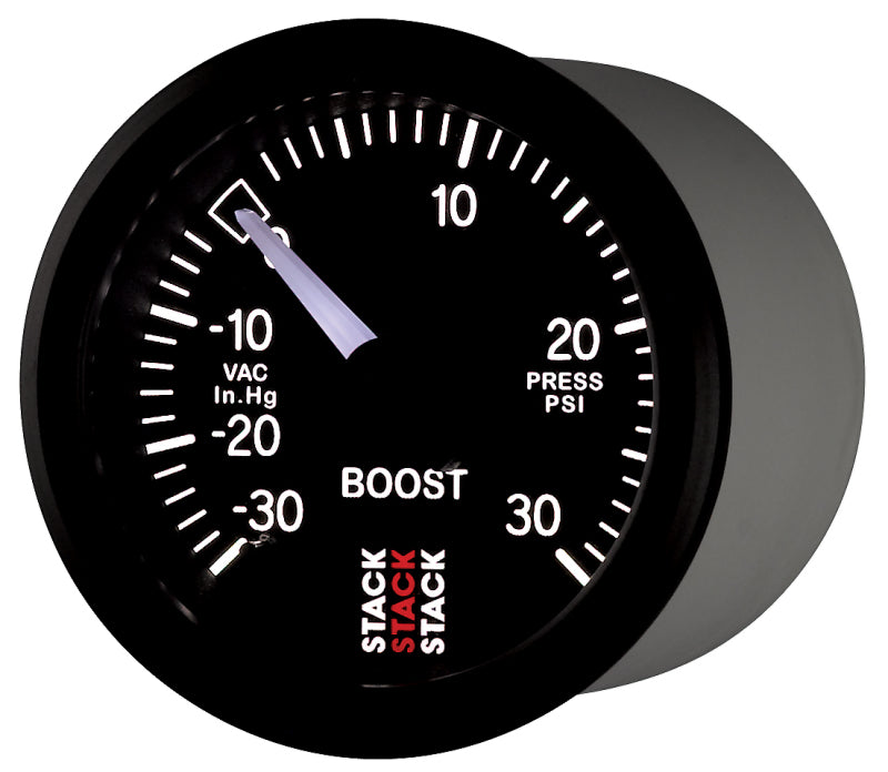 Manomètre de suralimentation mécanique Autometer 52mm Stack -30INHG à +30PSI - Noir
