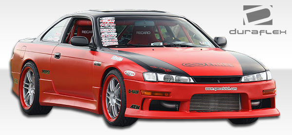 1995-1996 Nissan 240SX S14 Duraflex V-Speed Body Kit - 4 Piece - Includes V-Speed Front Bumper Cover (101649) V-Speed Rear Bumper Cover (101650) V-Speed Side Skirts Rocker Panels (101651)
