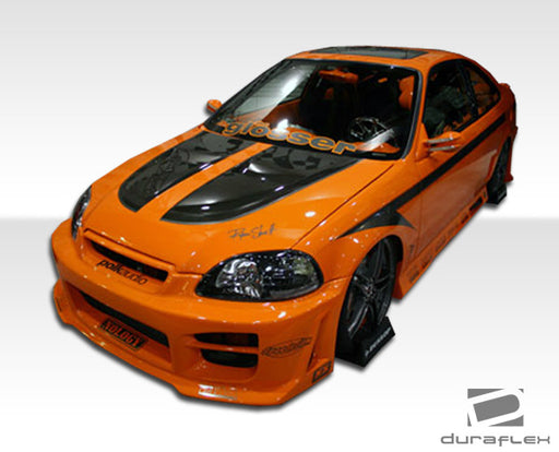 1999-2000 Honda Civic HB Duraflex R34 Body Kit - 4 Piece - Includes R34 Front Bumper Cover (102103) Spyder Rear Bumper Cover (101744) Spyder Side Skirts Rocker Panels (101720)
