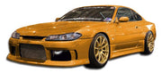 1995-1998 Nissan 240SX S14 Duraflex Silvia S15 Conversion M-1 Sport Kit - 4 Piece - Includes M-1 Sport Front Bumper Cover (104275) S15 OEM Fiberglass Hood (100889) S15 OEM Fenders (101643)