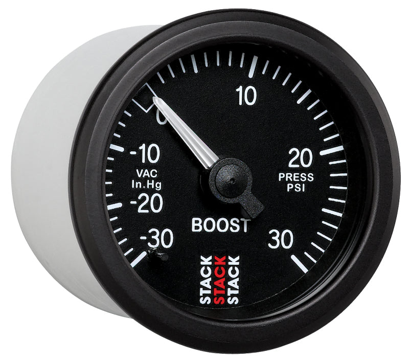 Manomètre de suralimentation mécanique Autometer 52mm Stack -30INHG à +30PSI - Noir