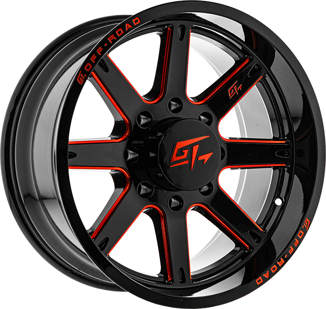 GT OFFROAD INVASION Gloss Black Milled Red