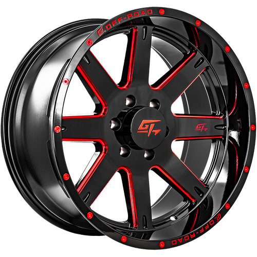 GT OFFROAD INVASION Gloss Black Milled Red
