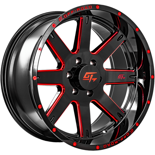 GT OFFROAD Invasion Gloss Black Milled Red Gloss Black Milled Red