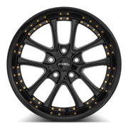 Vors AR5 17x9 5x112 (Custom Drill) All Black Gold Rivet