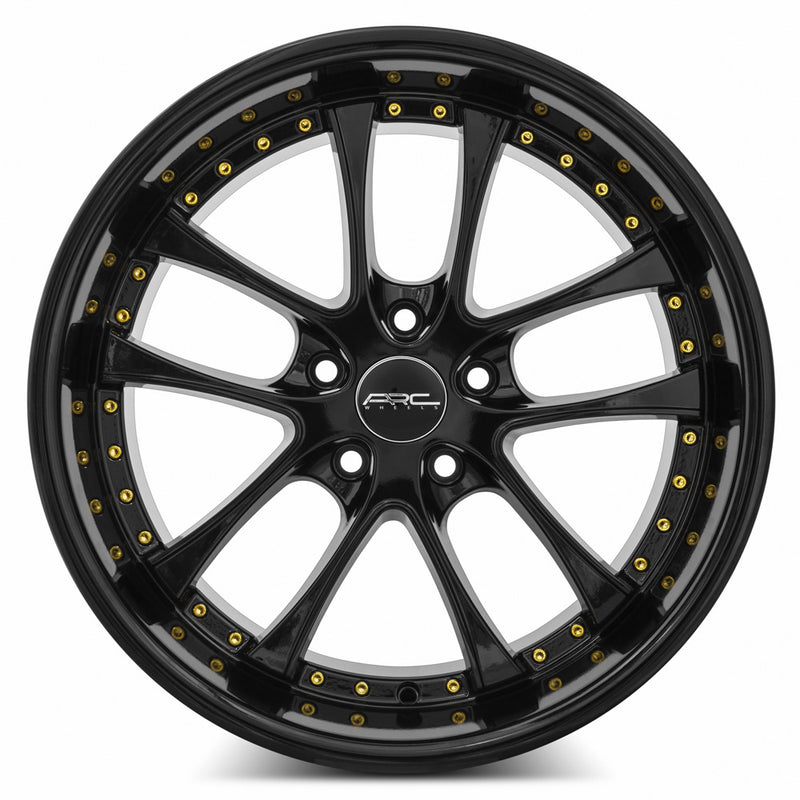 Vors AR5 18x9.5 5x114.3 All Black Gold Rivet