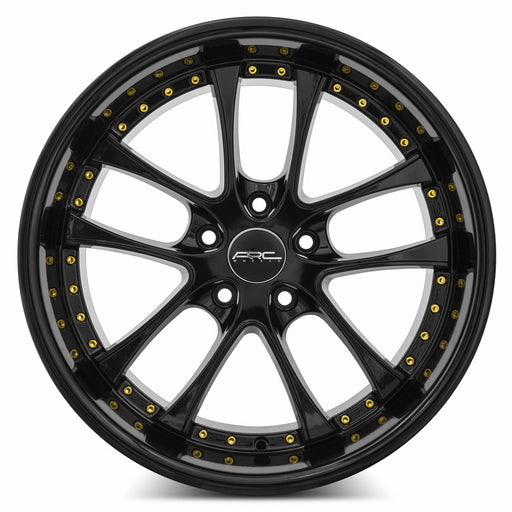 Vors AR5 18x9.5 5x108 (Custom Drill) All Black Gold Rivet