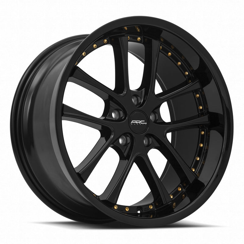 Vors AR5 19x9.5 5x115 (Custom Drill) All Black Gold Rivet