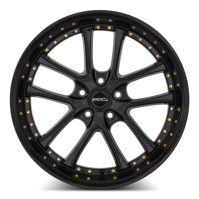 Vors AR5 19x9.5 5x112 (Custom Drill) All Black Gold Rivet