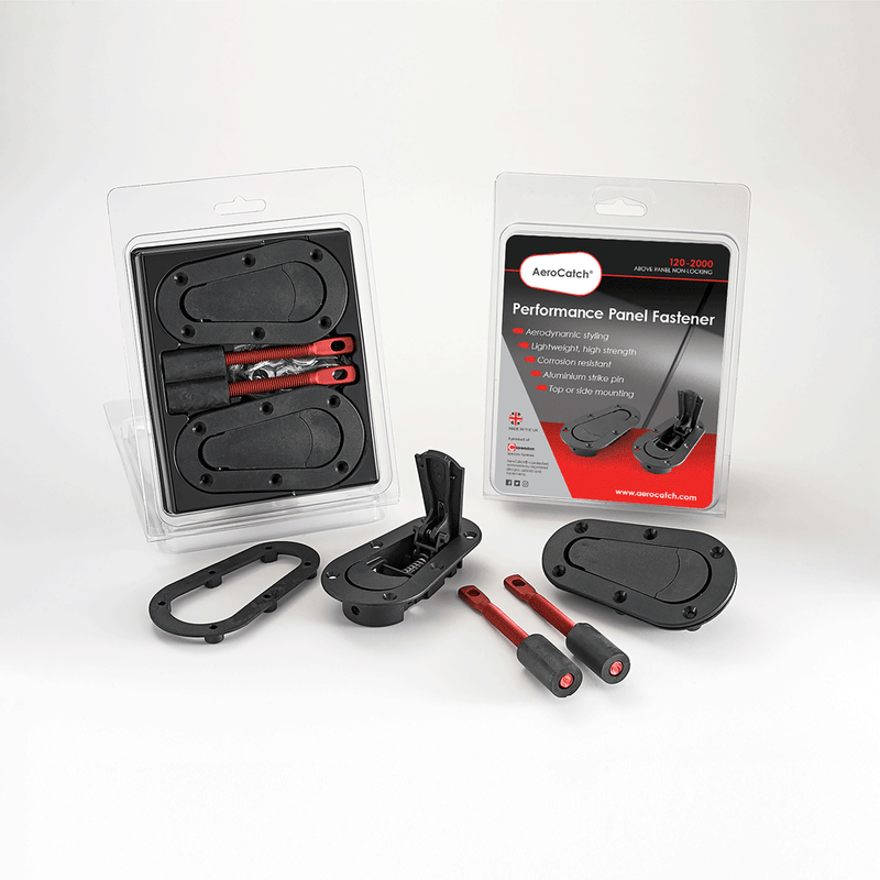 AeroCatch Hood Pins Top Mount Flush Plus Kit, Non-Locking (Black) 120-2000