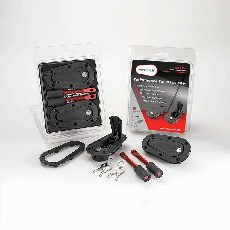 AeroCatch Hood Pins Top Mount Flush Plus Kit, Locking (Black) 120-2100