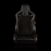 Elite V2 Series Sport Seats - Black Honeycomb Suede (Red Stitching)