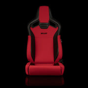 Elite V2 Series Sport Seats - Black PU / Red Jacquard - Low Base Version