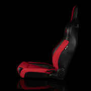 Elite V2 Series Sport Seats - Black PU / Red Jacquard - Low Base Version