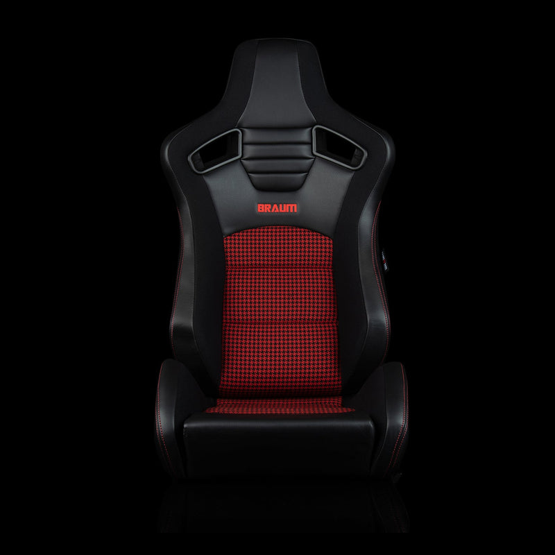 Elite-S Series Sport Seats - Black & Red Houndstooth (Red Stitching)