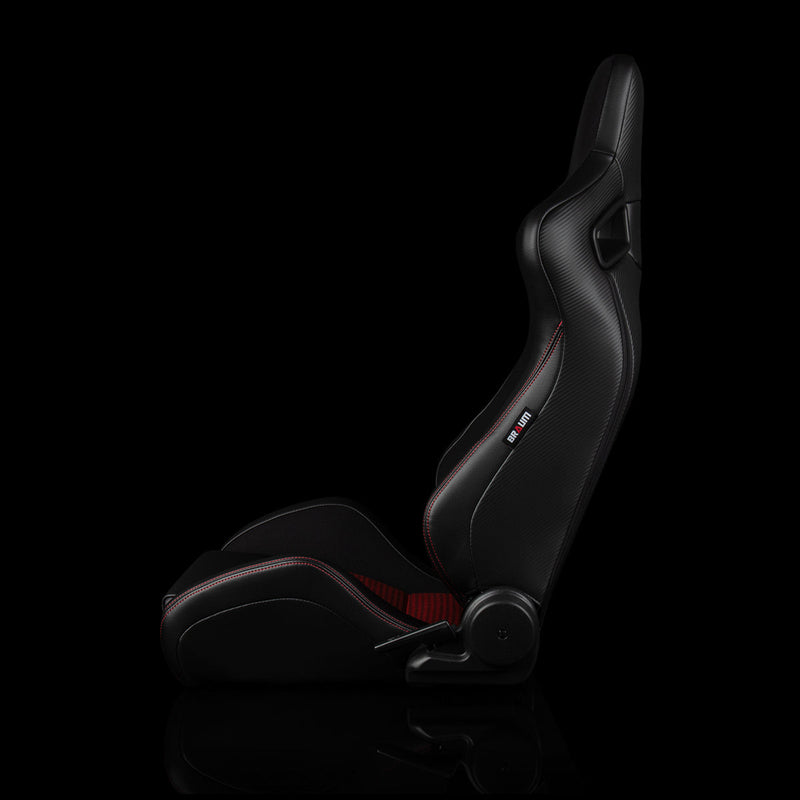 Elite-S Series Sport Seats - Black & Red Houndstooth (Red Stitching)