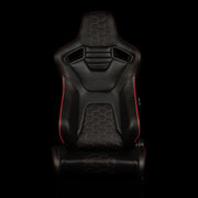 Elite-X Series Sport Seats - Black Honeycomb (Red Stitching / Red Piping)
