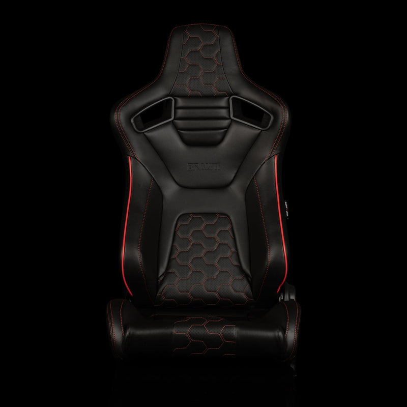 Elite-X Series Sport Seats - Black Honeycomb (Red Stitching / Red Piping)