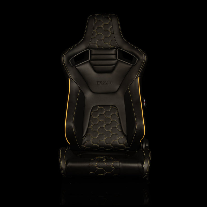 Elite-X Series Sport Seats - Black Honeycomb (Yellow Stitching / Yellow Piping)